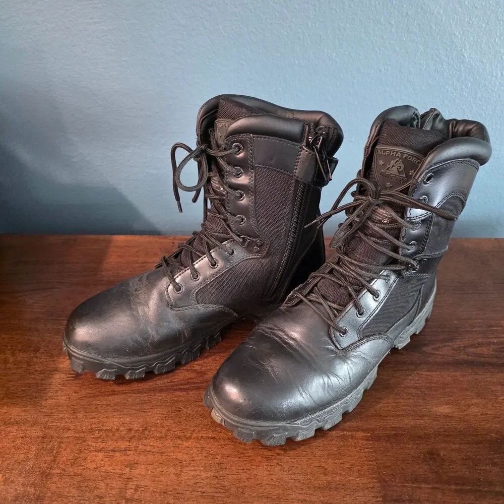 Rocky Mens Alpha Force 8” Duty Black Tactical Military Police Size 10W Boots